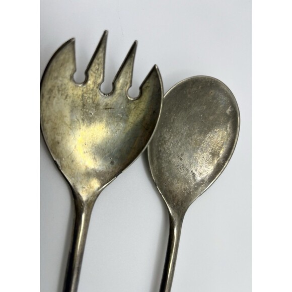 Vintage Italian Silverplated Serving Utensil Set Fork & Spoon 9" Made In Italy - Picture 2 of 6